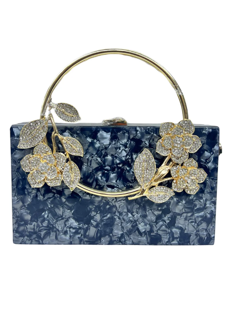 Harsha's Glam Clutches Square Crystal Resin Clutch