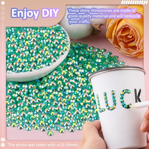 TINKRSTUFF 3000Pcs 5mm Resin Jelly Rhinestones with 1Pcs 10ml B7000 Jewelry Glue for Crafting, Emerald Green AB Flatback Gems, Bedazzling Crystal Bulk for DIY Crafts Clothing Tumblers Shoes Nail Art Fabric - Image 4