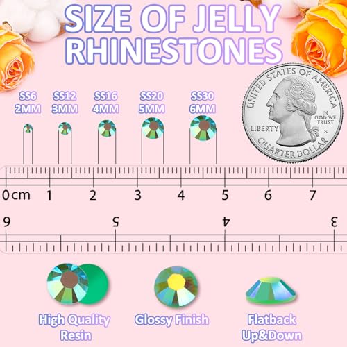 TINKRSTUFF 3000Pcs 5mm Resin Jelly Rhinestones with 1Pcs 10ml B7000 Jewelry Glue for Crafting, Emerald Green AB Flatback Gems, Bedazzling Crystal Bulk for DIY Crafts Clothing Tumblers Shoes Nail Art Fabric - Image 3