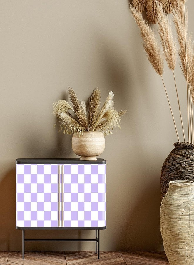 Drydiet Retro Checkered Peel and Stick Wallpaper Funky 70s Removable Vintage Decorative Wallpaper Checkerboard Decor for Bathroom Cabinet(Purple,9.8' X 15.75'') - Image 3