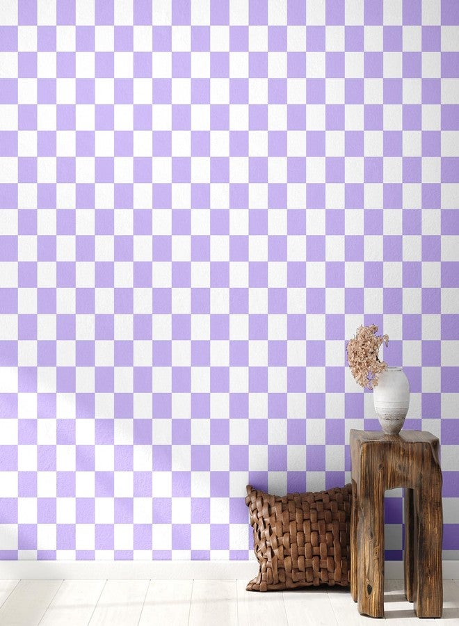 Drydiet Retro Checkered Peel and Stick Wallpaper Funky 70s Removable Vintage Decorative Wallpaper Checkerboard Decor for Bathroom Cabinet(Purple,9.8' X 15.75'') - Image 5