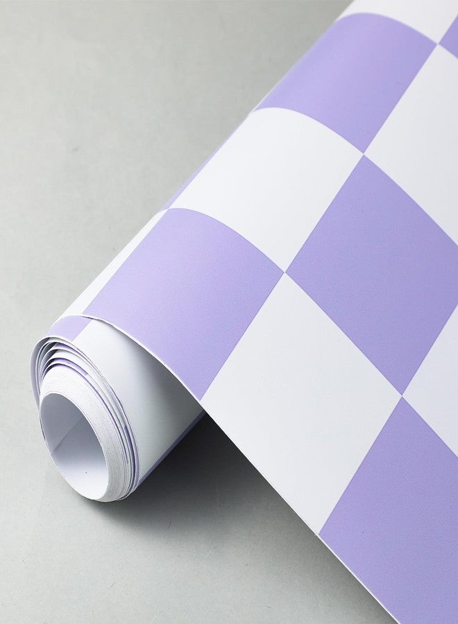 Drydiet Retro Checkered Peel and Stick Wallpaper Funky 70s Removable Vintage Decorative Wallpaper Checkerboard Decor for Bathroom Cabinet(Purple,9.8' X 15.75'') - Image 2