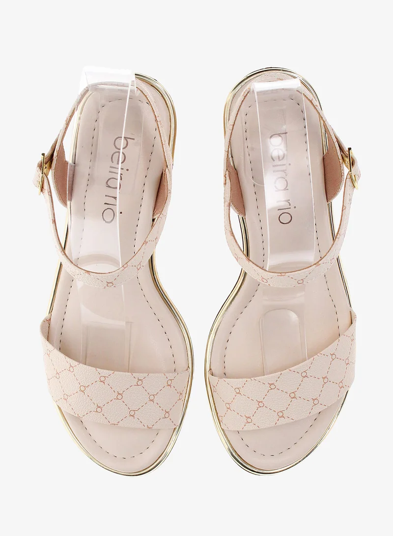 Beira Rio Cream Mid Heel Sandals for Women – Stylish & Comfortable Footwear for Any Occasion for Women | Best Price UAE
