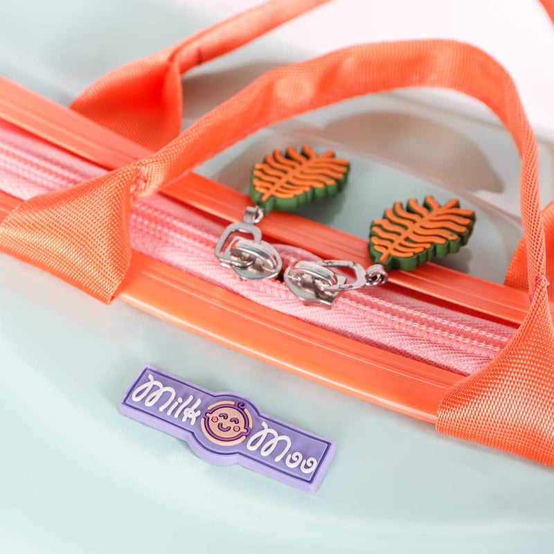 Milk & Moo Kids Rideable Suitcase 18-inch 21L Capacity, 360° Swivel Wheels, 50kg Riding Weight, Durable Carry On Luggage, Spacious and Ergonomic Ride On Luggage Design, Fun and Safe for Children Aged 2-6 Years – Jungle Friends Design - Image 2