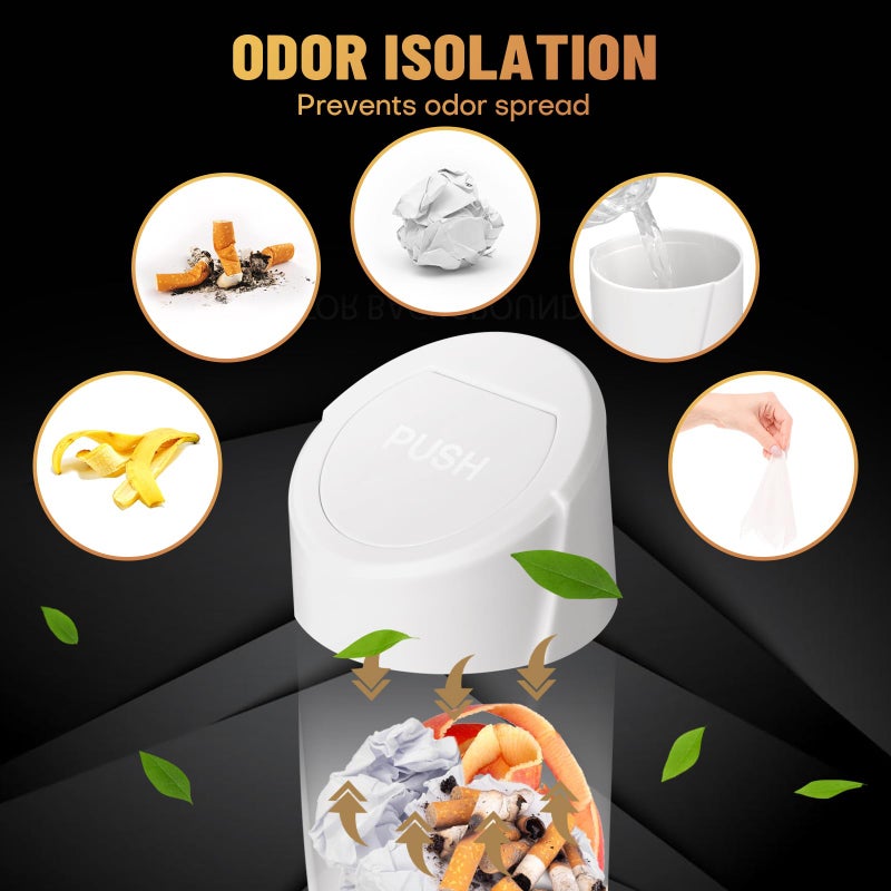 SGLRT Car Trash Can Bin with Lid - Car Garbage Can Cup Holder - White Mini Leakproof Vehicle Trash Garbage Can Bin with 20pcs Trash Bags-Car Organizers and Storage for Front Back Seat Accessories - Image 4
