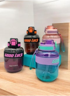 QSHOP QSHOP®Sports Water Bottles 1000ml with Removable Straw, BPA Free & Leak Proof, Motivational Large Water Bottle with Time Marker for Fitness, Gym, Camping  - Image 2