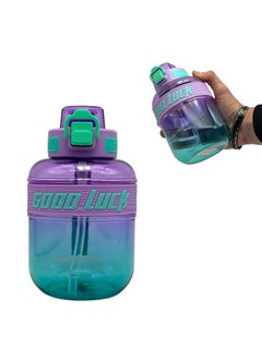QSHOP QSHOP®Sports Water Bottles 1000ml with Removable Straw, BPA Free & Leak Proof, Motivational Large Water Bottle with Time Marker for Fitness, Gym, Camping  - Image 1