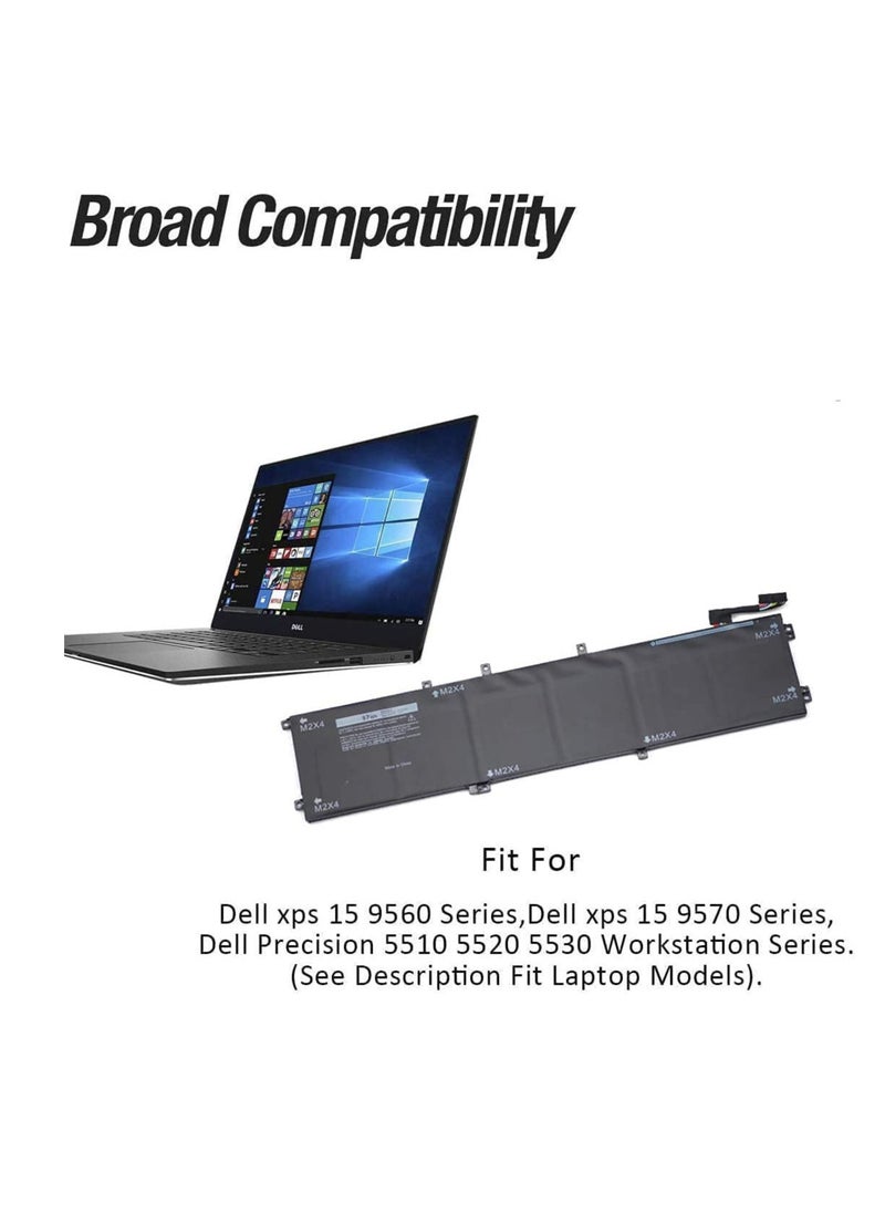 RDN - 6GTPY Laptop Battery 11.4V 97Wh 8500Mah for Dell XPS 15 9570 9560 9550 7590 Precision 5530 5520 5510 M5510 M5520 Series 5XJ28 5D91C GPM03 - Image 1