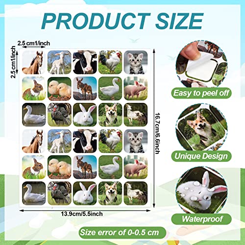 Seajan 600 Pcs Farm Animal Stickers for Kids Farm Animals Photos Stickers Realistic Animal Stickers Cow Pig Duck Rabbits Chick Stickers for Classroom Barnyard Friends Theme Party Favor - Image 2