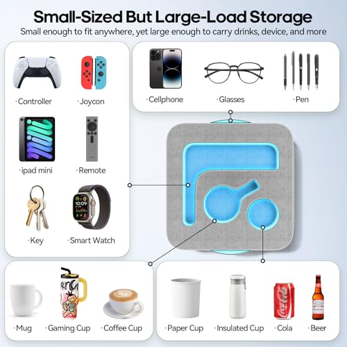 Heyife Couch Cup Holder Pillow Sofa and Bed Caddy for iPad Kindle Switch Game Controller Remotes Phones SmallSized Cup Drink Holder for Couch Bed Desk Car Beach Bathroom Cup Holder - Image 3