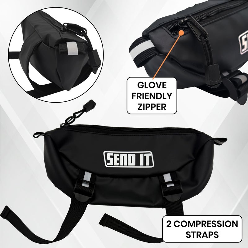 ThrottlePak Waterproof Dirtbike Handlebar Bag | Compact Motorcycle Handle Bar Storage Pouch | Universal Fit Dirt Bike Bag for Trail & Adventure Riding | Durable Surron Bar Bag - Image 4