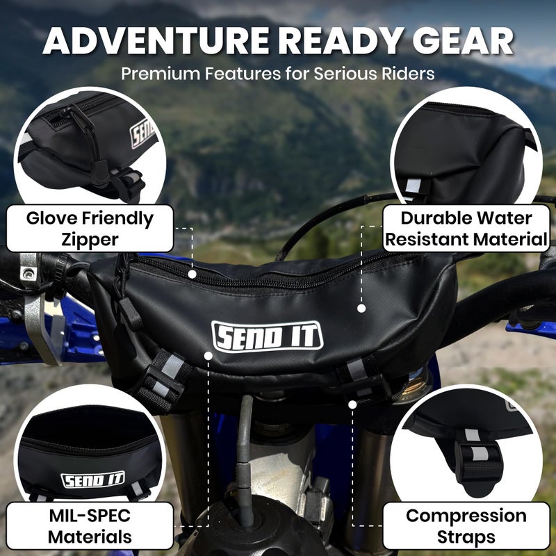 ThrottlePak Waterproof Dirtbike Handlebar Bag | Compact Motorcycle Handle Bar Storage Pouch | Universal Fit Dirt Bike Bag for Trail & Adventure Riding | Durable Surron Bar Bag - Image 3
