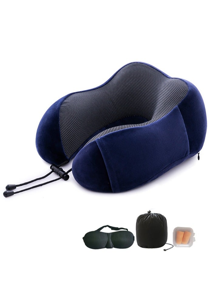 0TO1 TECH Memory Foam U-Shaped Travel Pillow Set | Neck Support for Hajj & Long Flights | Includes Eye Mask, Earplugs & Storage Bag | Portable & Washable for Saudi Travelers - Image 1