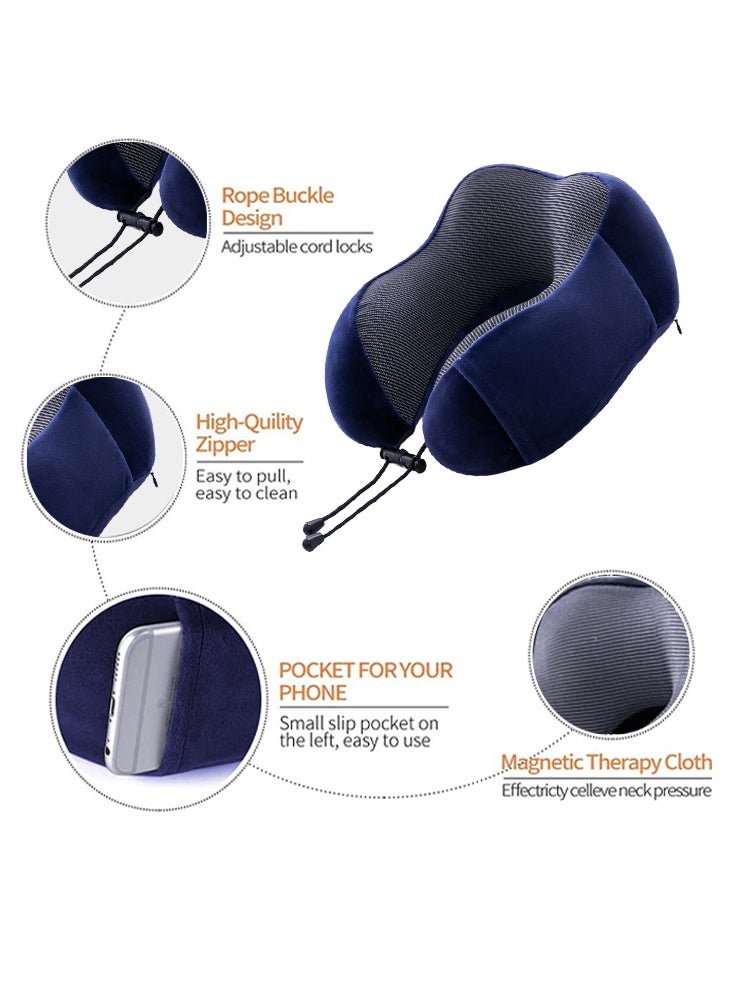 0TO1 TECH Memory Foam U-Shaped Travel Pillow Set | Neck Support for Hajj & Long Flights | Includes Eye Mask, Earplugs & Storage Bag | Portable & Washable for Saudi Travelers - Image 3