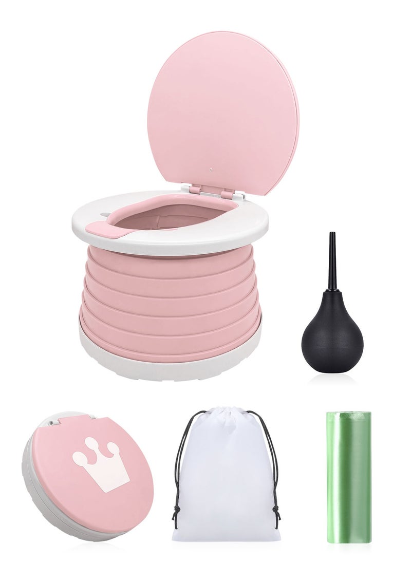 Syarme Syarme Portable Potty, Toddler Travel Foldable Training Toilet Travel Pott, Toddler Training Toilet with Cleaning Bags and Flusher for Travel, Car, Park, Family, Etc, Includes Carrying Pouch, Pink  - Image 1