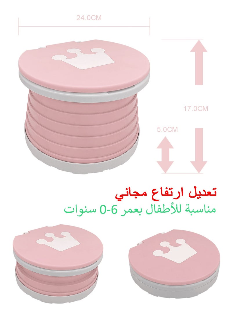 Syarme Syarme Portable Potty, Toddler Travel Foldable Training Toilet Travel Pott, Toddler Training Toilet with Cleaning Bags and Flusher for Travel, Car, Park, Family, Etc, Includes Carrying Pouch, Pink  - Image 5