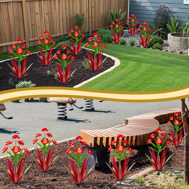 Homight Metal Agave Plant Outdoor Decoration Outdoor Garden Decoration Daffodils Flowers Mexican Yard Art Daffodils Flowers Decorative Garden Gift (2 Big red Daffodil) - Image 5