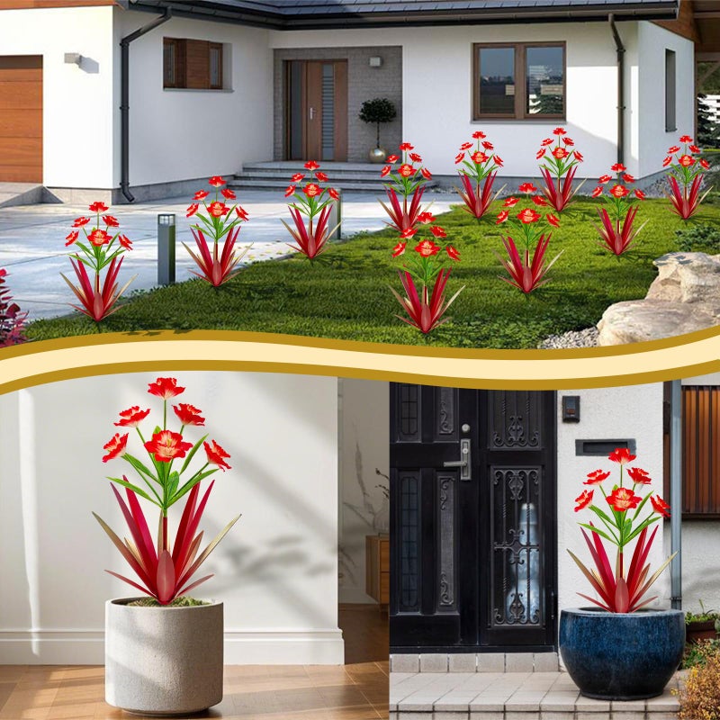Homight Metal Agave Plant Outdoor Decoration Outdoor Garden Decoration Daffodils Flowers Mexican Yard Art Daffodils Flowers Decorative Garden Gift (2 Big red Daffodil) - Image 4