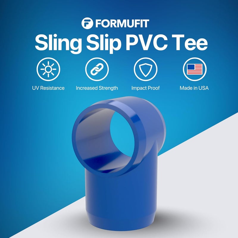 FORMUFIT F114STE-BL-4 Slip Tee PVC Fitting, Furniture Grade, 1-1/4" Size, Blue (Pack of 4) - Image 2