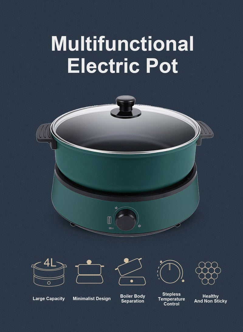 ايتي لايف وعاء ساخن كهربائي متعدد الوظائف مناسب للقلي السريع/الغليان/الطبخ/القلي 1350 واط وعاء ساخن غير لاصق وعاء كهربائي 4 لتر TKM-001 أخضر - Image 2
