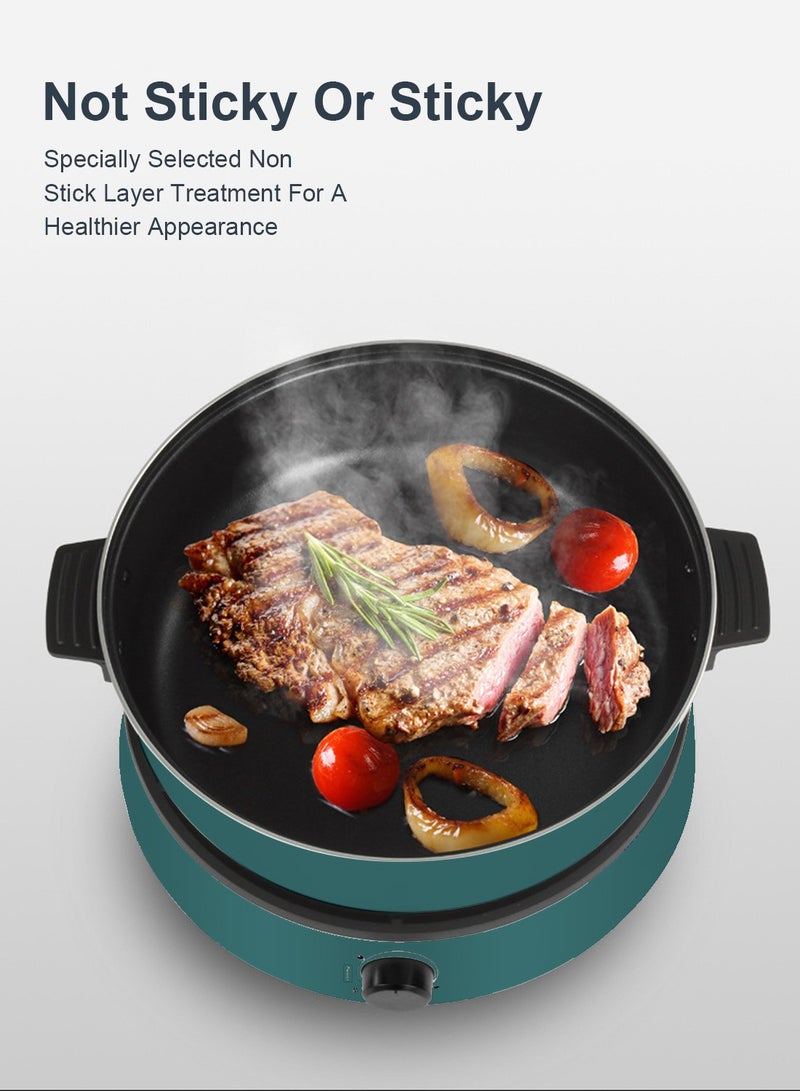 ايتي لايف وعاء ساخن كهربائي متعدد الوظائف مناسب للقلي السريع/الغليان/الطبخ/القلي 1350 واط وعاء ساخن غير لاصق وعاء كهربائي 4 لتر TKM-001 أخضر - Image 4