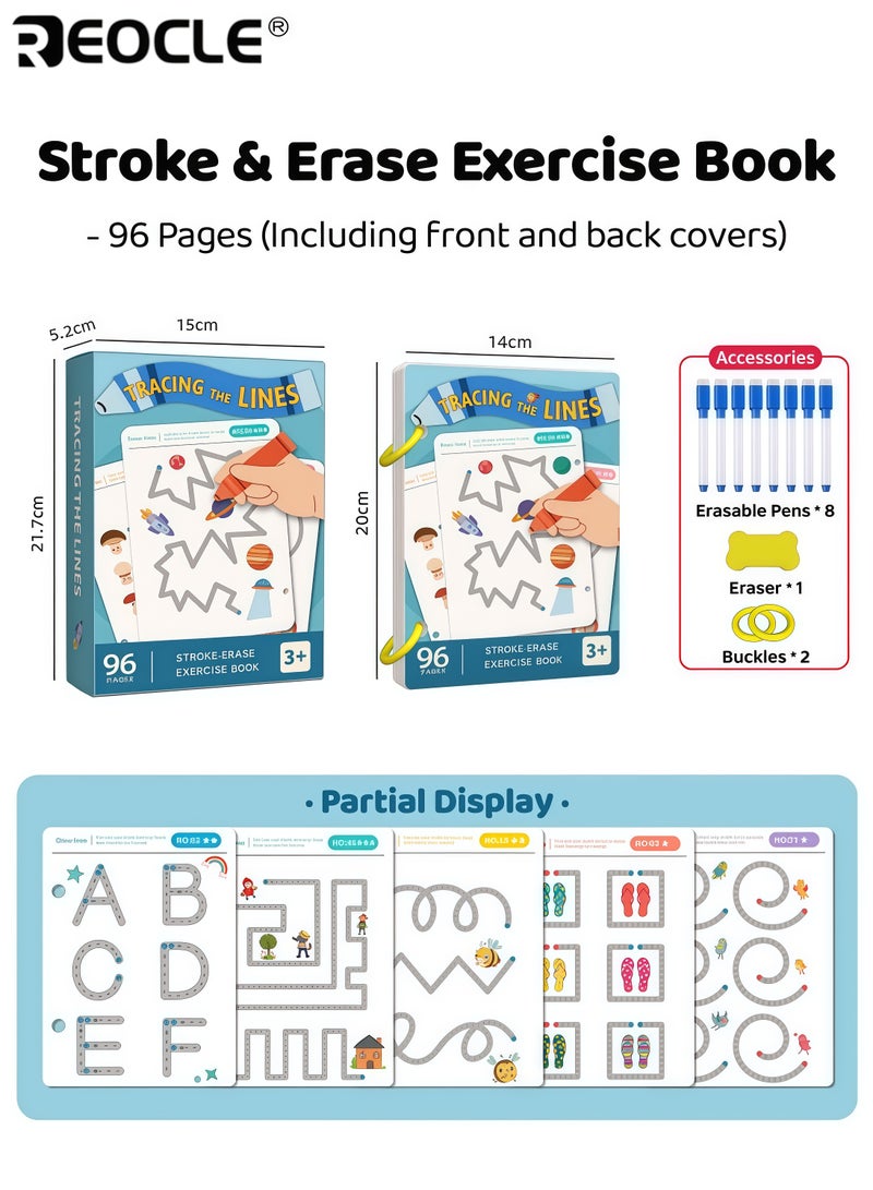 REOCLE Kid's Magic Practice Copybook Set with Pen Control Training and Whole Brain Development Reusable Writing Workbook with Durable Binding for Children Learning Education - Image 1