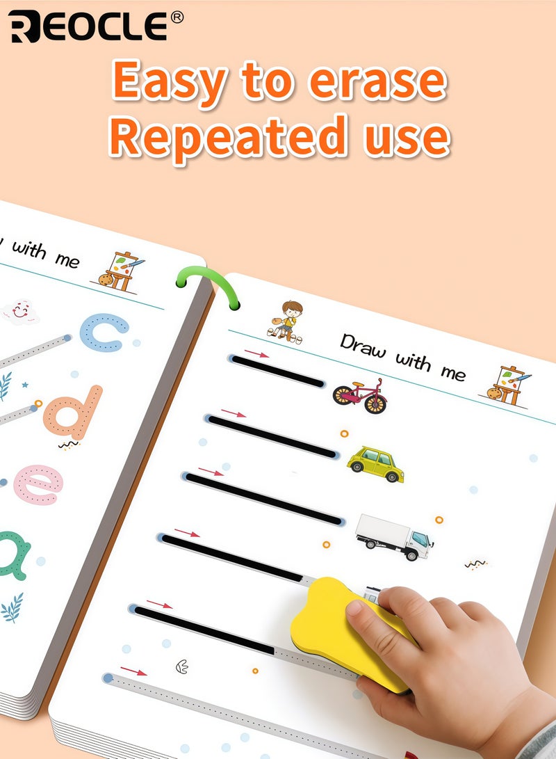 REOCLE Kid's Magic Practice Copybook Set with Pen Control Training and Whole Brain Development Reusable Writing Workbook with Durable Binding for Children Learning Education - Image 2