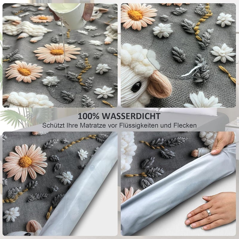 ohano 5D Effect Waterproof Mattress Protector 140 x 200 cm Fitted Sheet, Waterproof and Breathable Mattress Cover, Incontinence Pad, Moisture Protection, Fitted Sheet, for All Seasons - Image 3