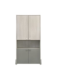 DANUBE HOME Walker 2 Door Wardrobe With Open Shelf Sturdy Closet Clothes Storage Cupboard For Kids Modern Design Space Saving Swing Door Cabinet For Bedroom L89.1Xw50Xh183.1Cm - White Ash+Grey  - Image 5