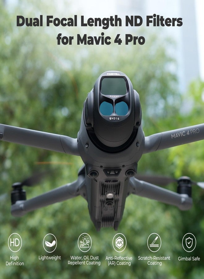 فري ويل مجموعة فلاتر Freewell Split ND رباعية لطائرة DJI Mavic 4 Pro - فلاتر ND8/4، ND16/8، ND32/16، ND64/32 - لتقليل التعريض الضوئي للحصول على لقطات جوية سينمائية - Image 2