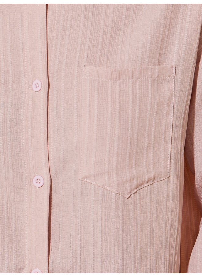 Take Two Take Two Stripe Textured Pocket Detail Oversized Shirt  - Image 4