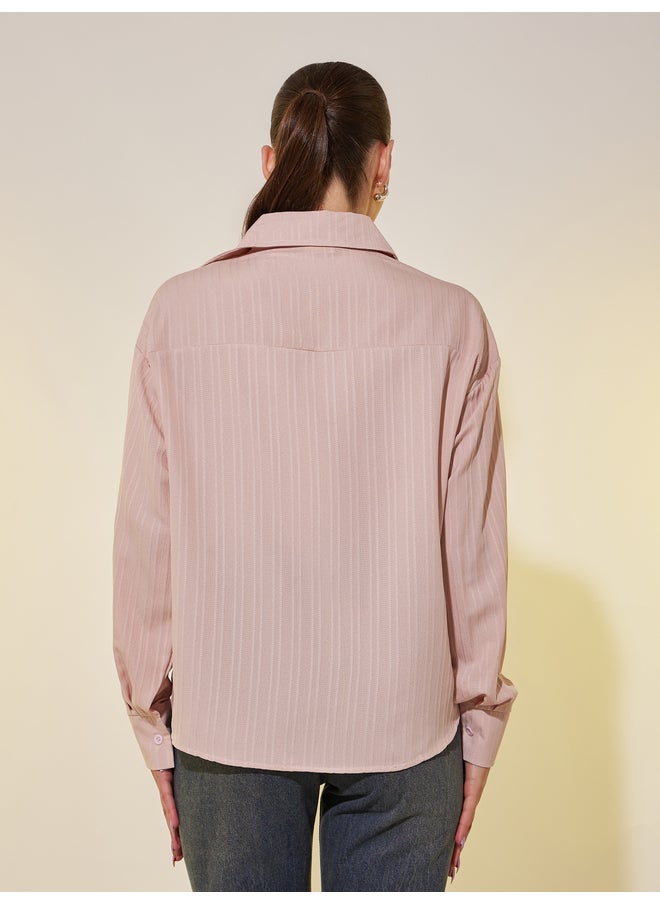 Take Two Take Two Stripe Textured Pocket Detail Oversized Shirt  - Image 5