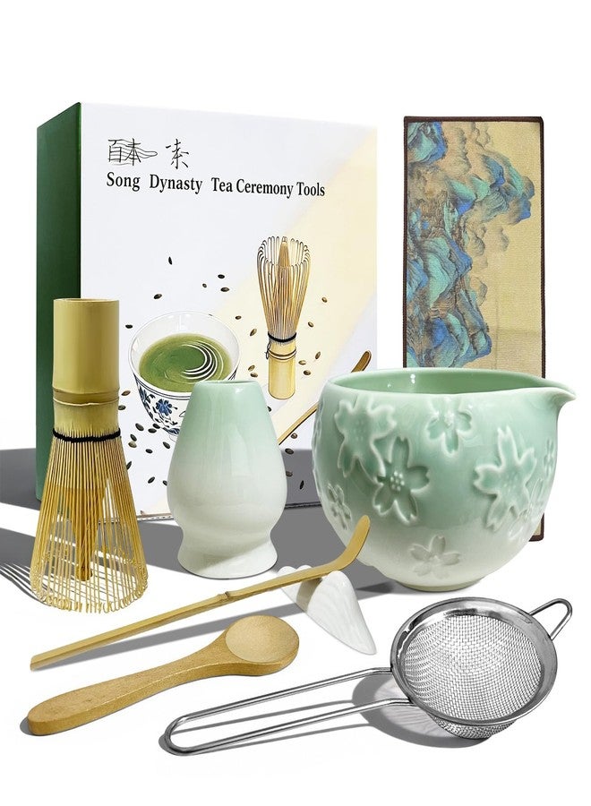 ITISBLTN Matcha Set - Complete Matcha Kit with Ceramic Bowl, Bamboo Matcha Whisk, Wooden Spoon, Ceramic Whisk Stand, Tea Towel & Sifter for Making Matcha Power Drinks - Image 1