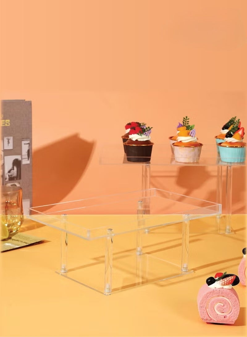 والالا مجموعة عرض طاولة الحلوى، 3 قطع، حاملات بوفيه من الأكريليك الشفاف على شكل رمال صحون الحلوى للكعك والحلويات والمعجنات وطبق الحلوى وطبق تقديم الحلوى لحفلات الزفاف وأعياد الميلاد - Image 3