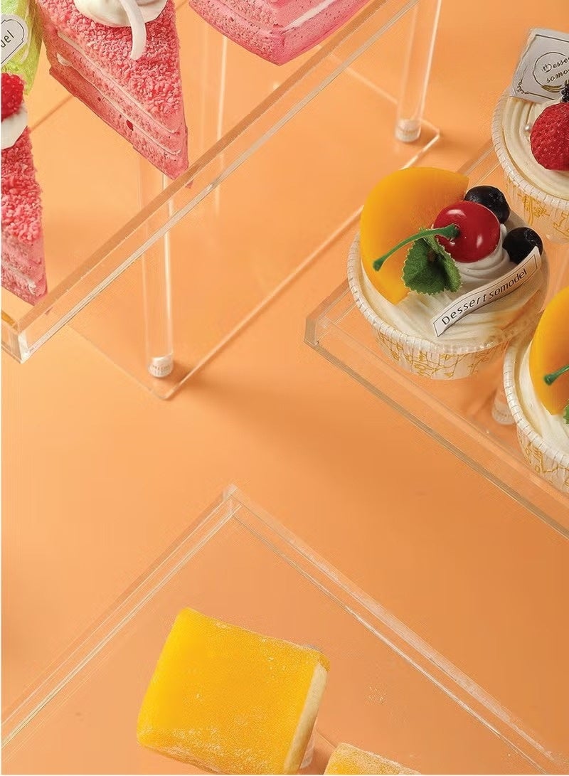 والالا مجموعة عرض طاولة الحلوى، 3 قطع، حاملات بوفيه من الأكريليك الشفاف على شكل رمال صحون الحلوى للكعك والحلويات والمعجنات وطبق الحلوى وطبق تقديم الحلوى لحفلات الزفاف وأعياد الميلاد - Image 4