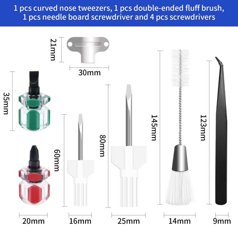 CATOSUM 7 Piece Sewing Machine Cleaning Kit Include Tweezers Double Ended Fluff Brush Needle Board Screwdriver and 4 Short Screwdrivers, Sewing Machine Repair Tool - Image 2