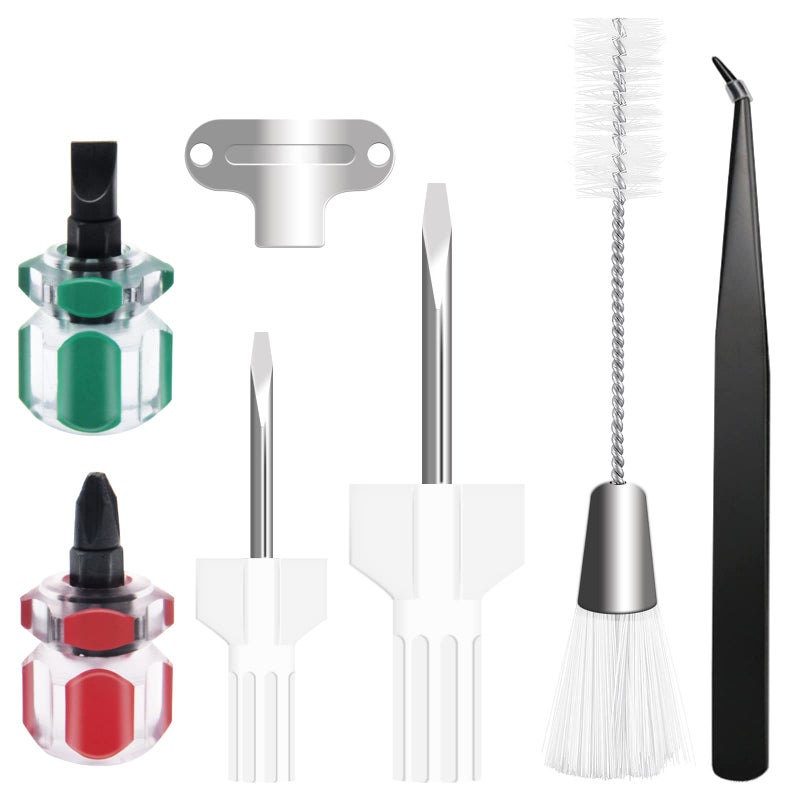 CATOSUM 7 Piece Sewing Machine Cleaning Kit Include Tweezers Double Ended Fluff Brush Needle Board Screwdriver and 4 Short Screwdrivers, Sewing Machine Repair Tool - Image 1