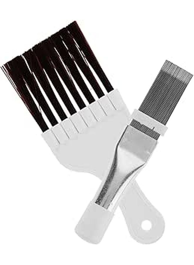 Stainless Steel Air Conditioner Fin Comb and Brown Bristle Brush Set for AC Coil Cleaning and Dust Removal - Image 1