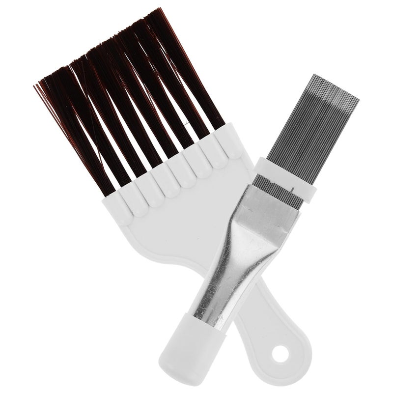 Stainless Steel Air Conditioner Fin Comb and Brown Bristle Brush Set for AC Coil Cleaning and Dust Removal - Image 2