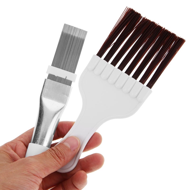 Stainless Steel Air Conditioner Fin Comb and Brown Bristle Brush Set for AC Coil Cleaning and Dust Removal - Image 5