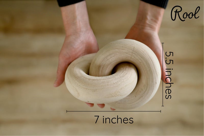 Rool Coffee Table Decor Book Shelf Decor Accents Home Decor Console Table Decorative Items Living Room Wood Knot Decor Chain Link Decorations Beige - Image 3