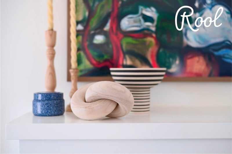 Rool Coffee Table Decor Book Shelf Decor Accents Home Decor Console Table Decorative Items Living Room Wood Knot Decor Chain Link Decorations Beige - Image 2