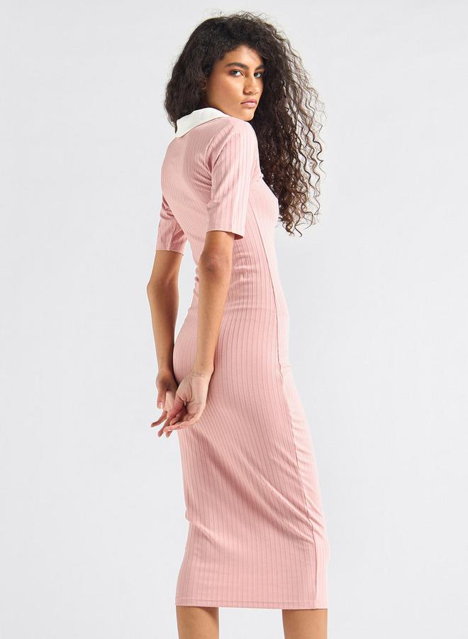 Splash FAV Ribbed Pink Polo Dress - Image 3