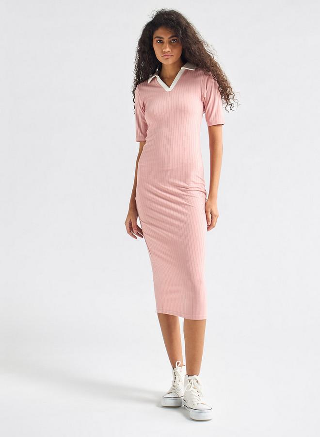 Splash FAV Ribbed Pink Polo Dress - Image 1
