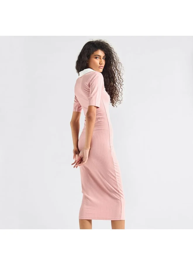 Splash FAV Ribbed Pink Polo Dress
