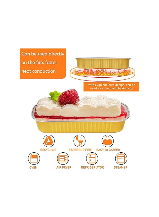 PROMASS Pcs Aluminum Foil Loaf Pans,Bread Pans with Lids and Spoons,Disposable Baking Pans Loaf Baking Cups Ramekins Dessert Bakeware Pans Containers for Cheese Cake Creme（16.6 * 6.4 * 3.1cm） - Image 3