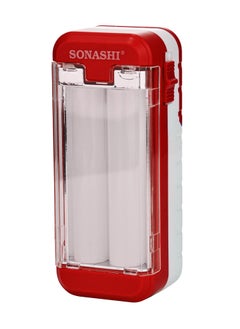Rechargeable Emergency Light with DC Socket  Bright LED Light with Builtin Battery and Charge Indicator Function  Working Time 4 Hours with Portable Handle  Outdoor Friendly SEL-726 Red