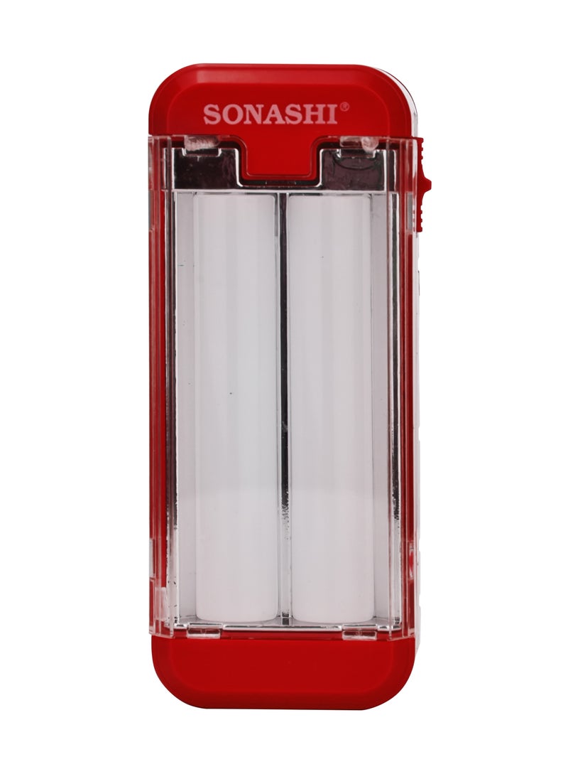 SONASHI - Rechargeable Emergency Light with DC Socket  Bright LED Light with Builtin Battery and Charge Indicator Function  Working Time 4 Hours with Portable Handle  Outdoor Friendly SEL-726 Red - Image 1