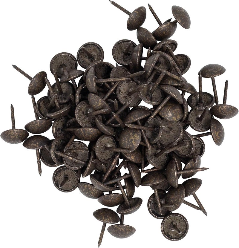 ComfortStyle Premium Upholstery Tacks, Nailhead Decorative Trim for Furniture, 7/16-inch Diameter (200, Dark Antique Brass) - Image 1
