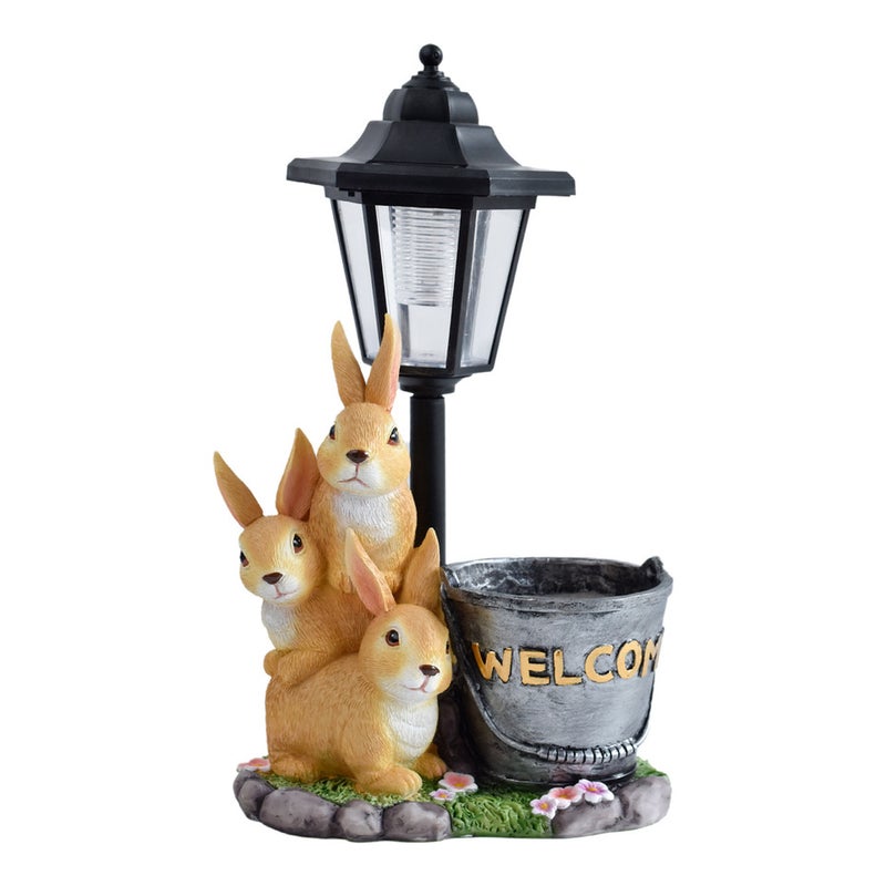 Garden Creative Planter Rabbit Solar Outdoor Light Animal Sculpture for Garden Path Decor - Image 3